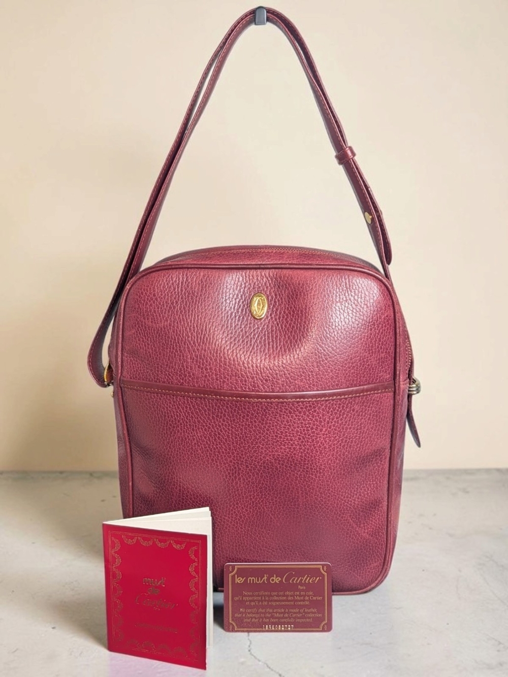 Cartier Must de Cartier Burgundy Leather 2-Way Crossbody Bag